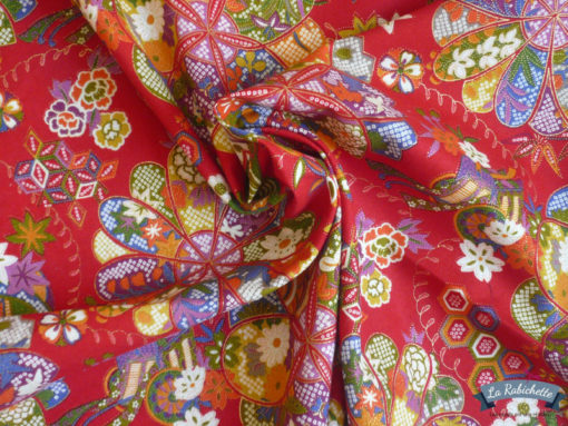 tissu japonais rouge