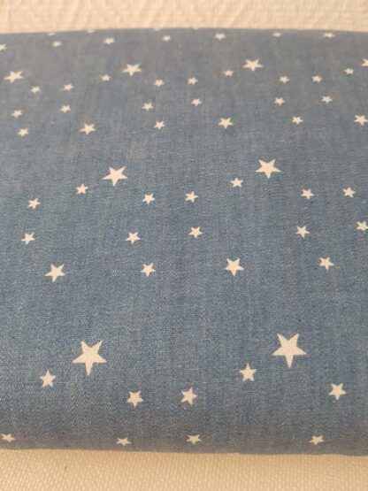 Cotonnade motif étoile sur fond denim bleu - 20 cm