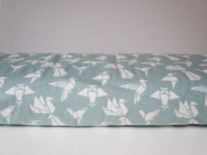 Tissu jersey enfant motifs oiseaux origami - vert d'eau- 20 cm