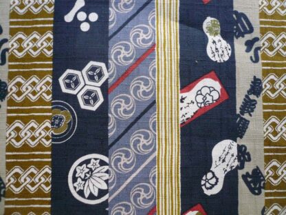 Tissu Japonais motifs traditionnels en bandes verticales - coloris kaki - 20 cm