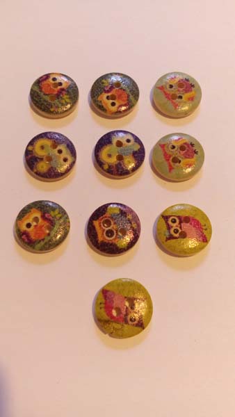 10 Boutons peints ronds en bois hiboux : Accessoires couture tricot, Mercerie scrapbooking