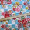 coupon tissu japonais bleu carré