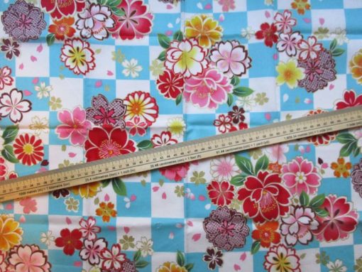 coupon tissu japonais bleu carré