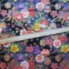 coupon tissu japonais fleurs noir