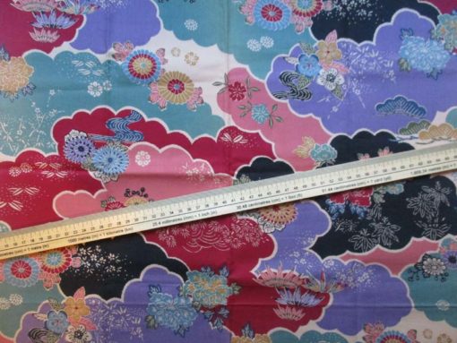 coupon tissu japonais noir violet