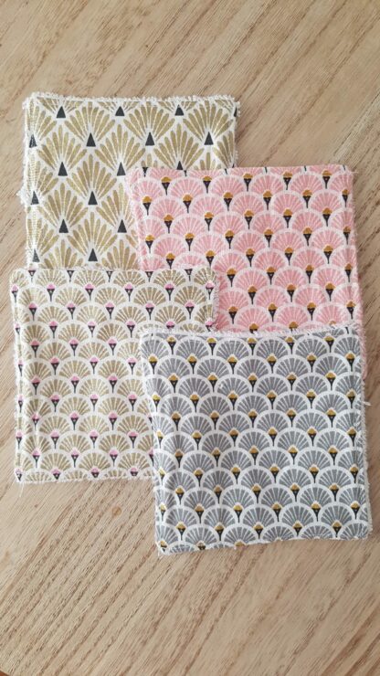 Lot de 4 Lingettes lavables en bambou et coton motifs géométriques (lot5)