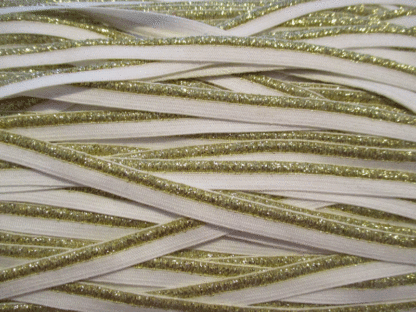 Passepoil élastique doré et  blanc - longueur 1m
