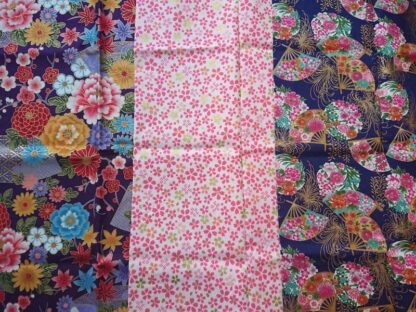 3 coupons Tissu japonais 50 * 55cm fleuri rose et violet